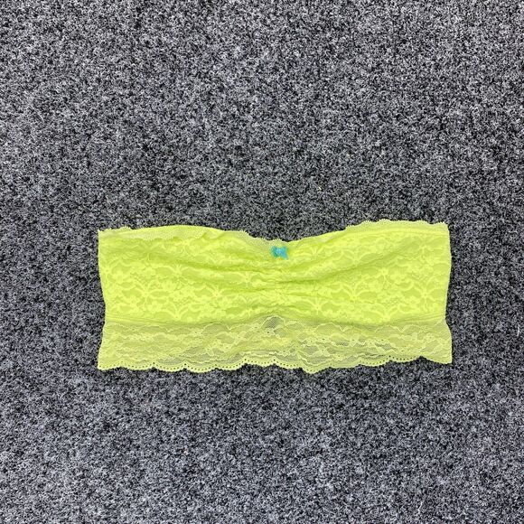 Aerie Bandeau Bra Women's Neon Bright Green Lace Floral PrintSize Small - Picture 1 of 5